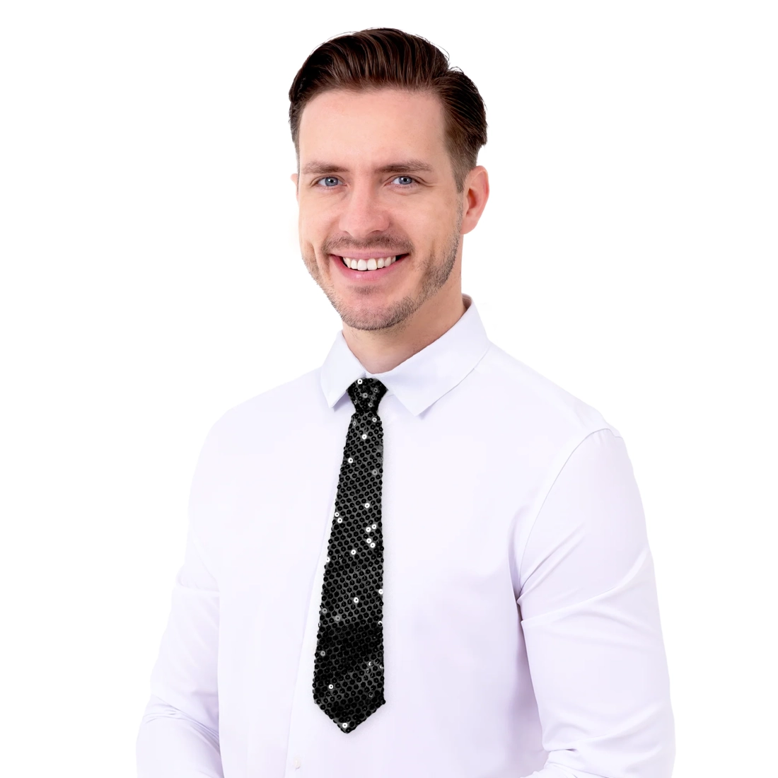 Cravată de petrecere cu paiete, neagră