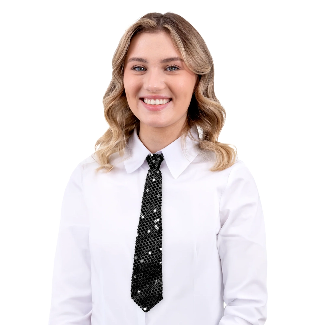 Cravată de petrecere cu paiete, neagră