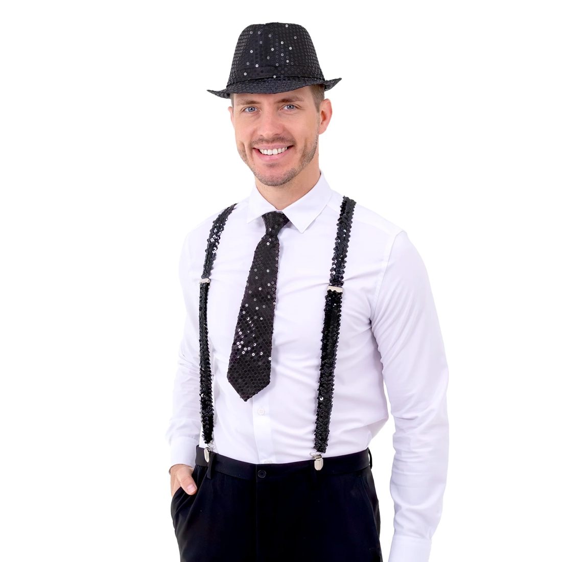 Cravată de petrecere cu paiete, neagră