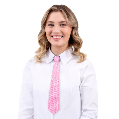 Party kravata s rožnatimi bleščicami