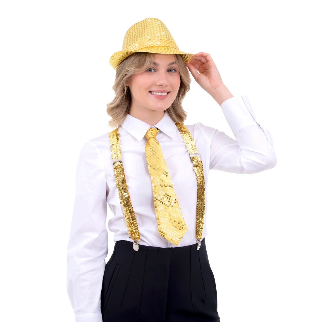 Bleščeča zlata party kravata s cekini