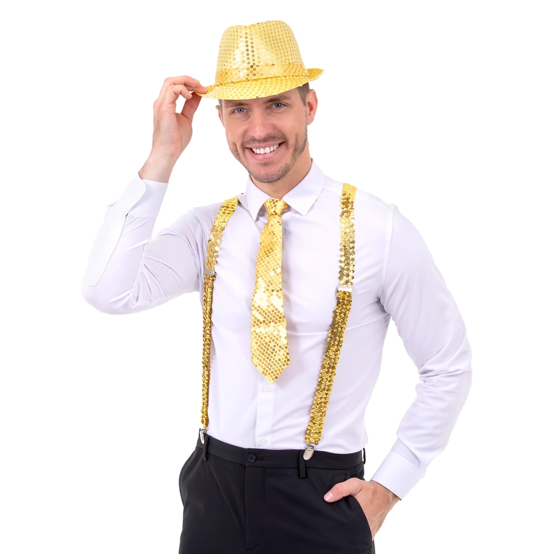 Bleščeča zlata party kravata s cekini