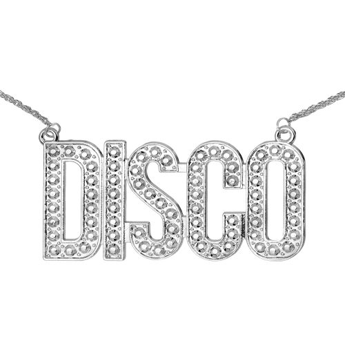 Parti nyaklánc DISCO felirattal, ezüst színű