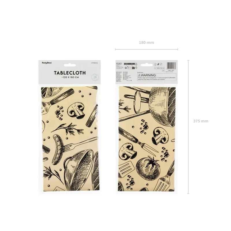 Papirnat prt Party Grill 180 x 120 cm, krem