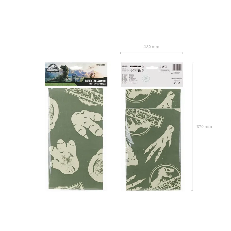 Față de masă de petrecere din hârtie Jurassic World, verde, 180x120 cm