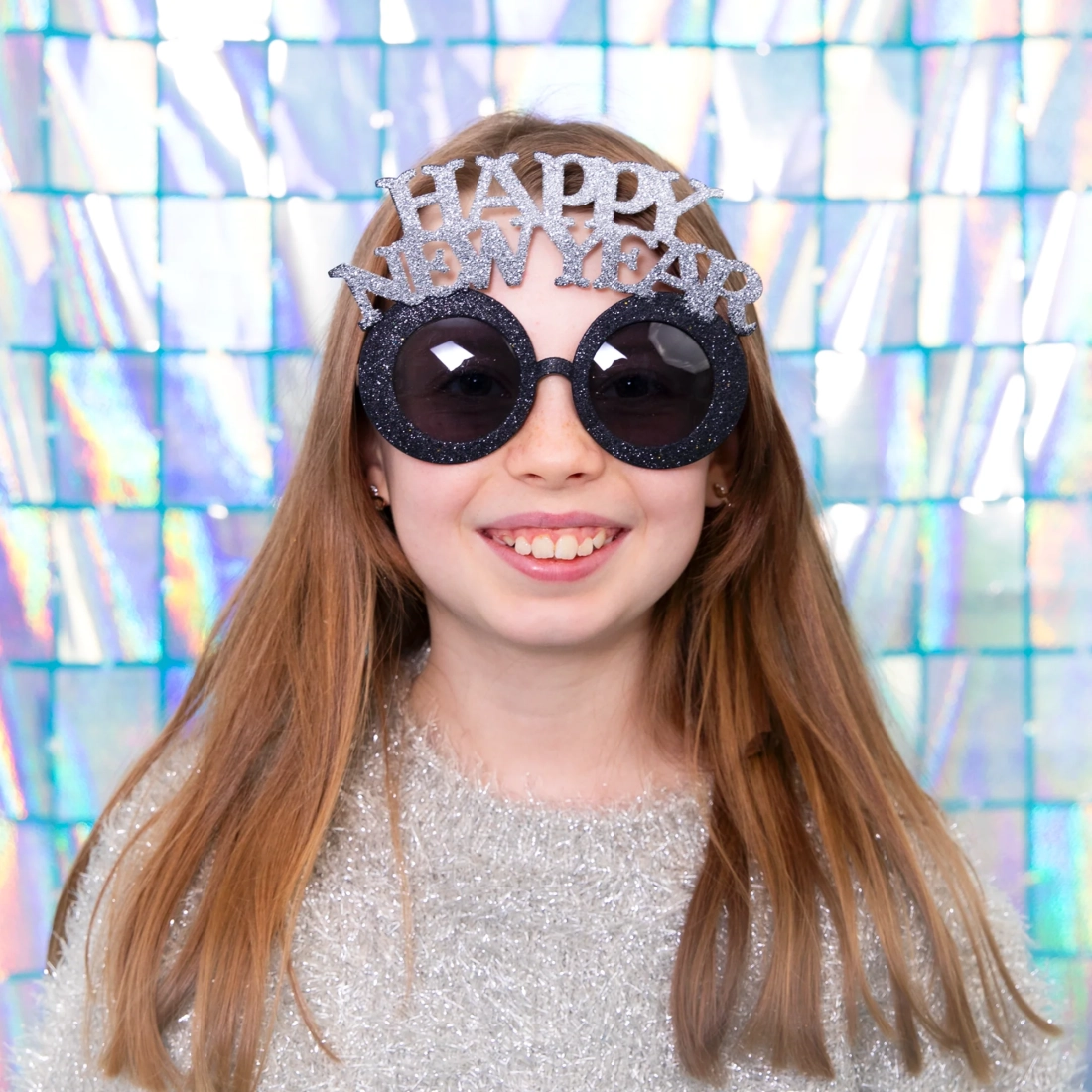 Party naočale Happy New Year crno-srebrne