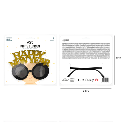 Party okuliare Happy New Year čierno zlaté plastové 1 ks