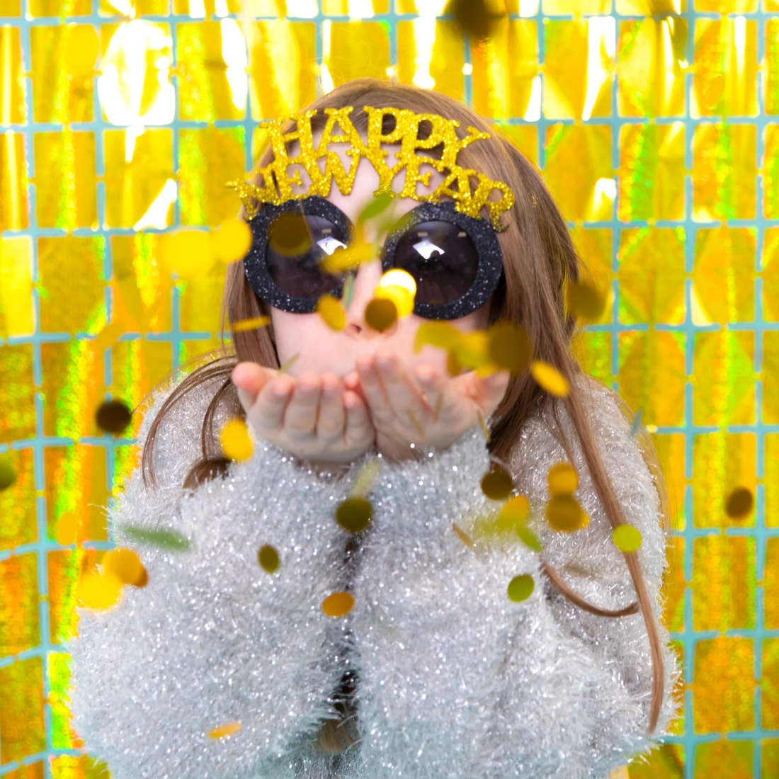 Party naočale Happy New Year crno-zlatne