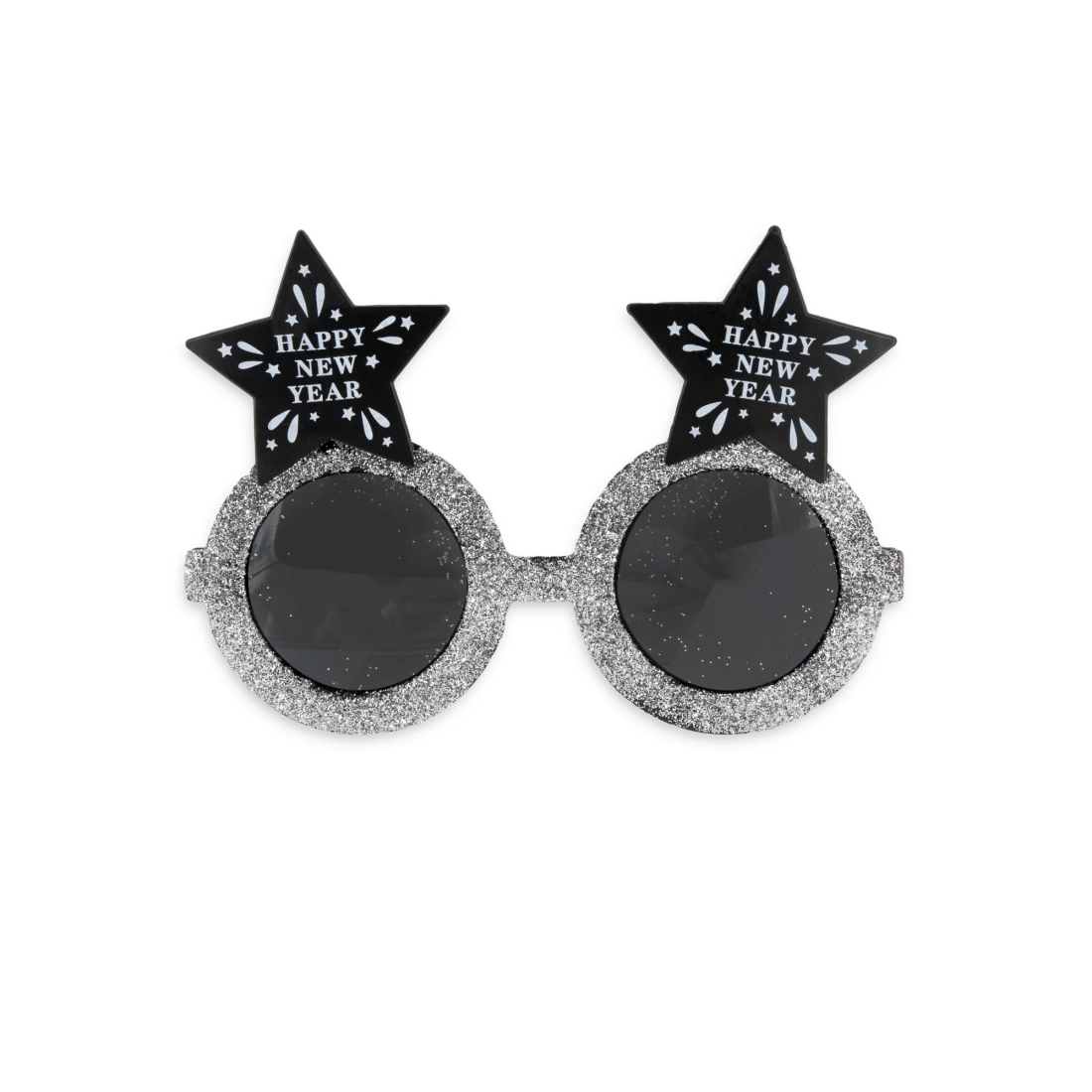 Ochelari de petrecere Happy New Year cu stele, negru-argintiu