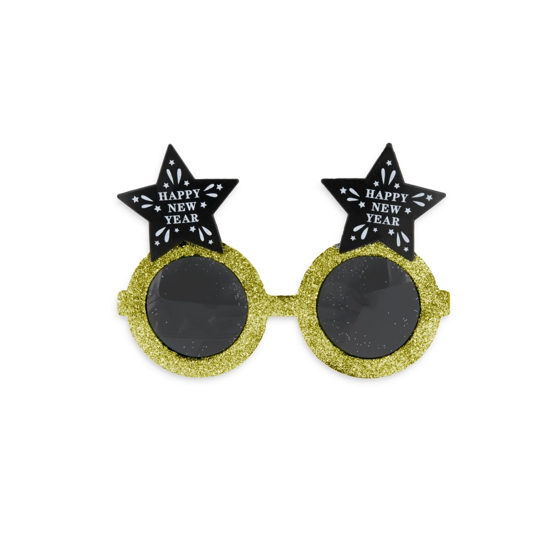 Ochelari de petrecere „Happy New Year” cu stele, negru-auriu