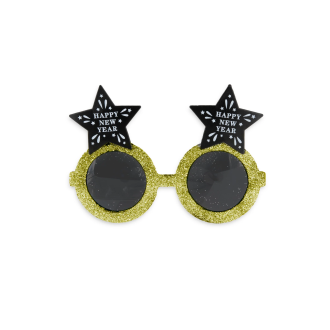 Party okuliare Happy New Year hviezdy čierno zlaté