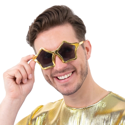 Ochelari de petrecere în formă de stea, aurii, din plastic