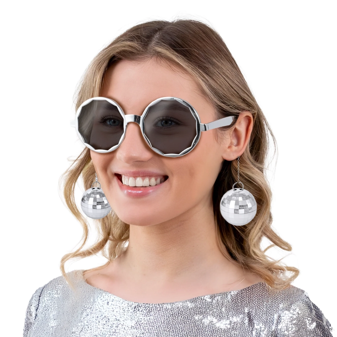 Party naočale Silver Disco srebrne plastične