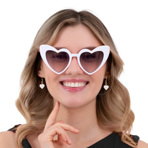 Party szívecskés szemüveg, fehér