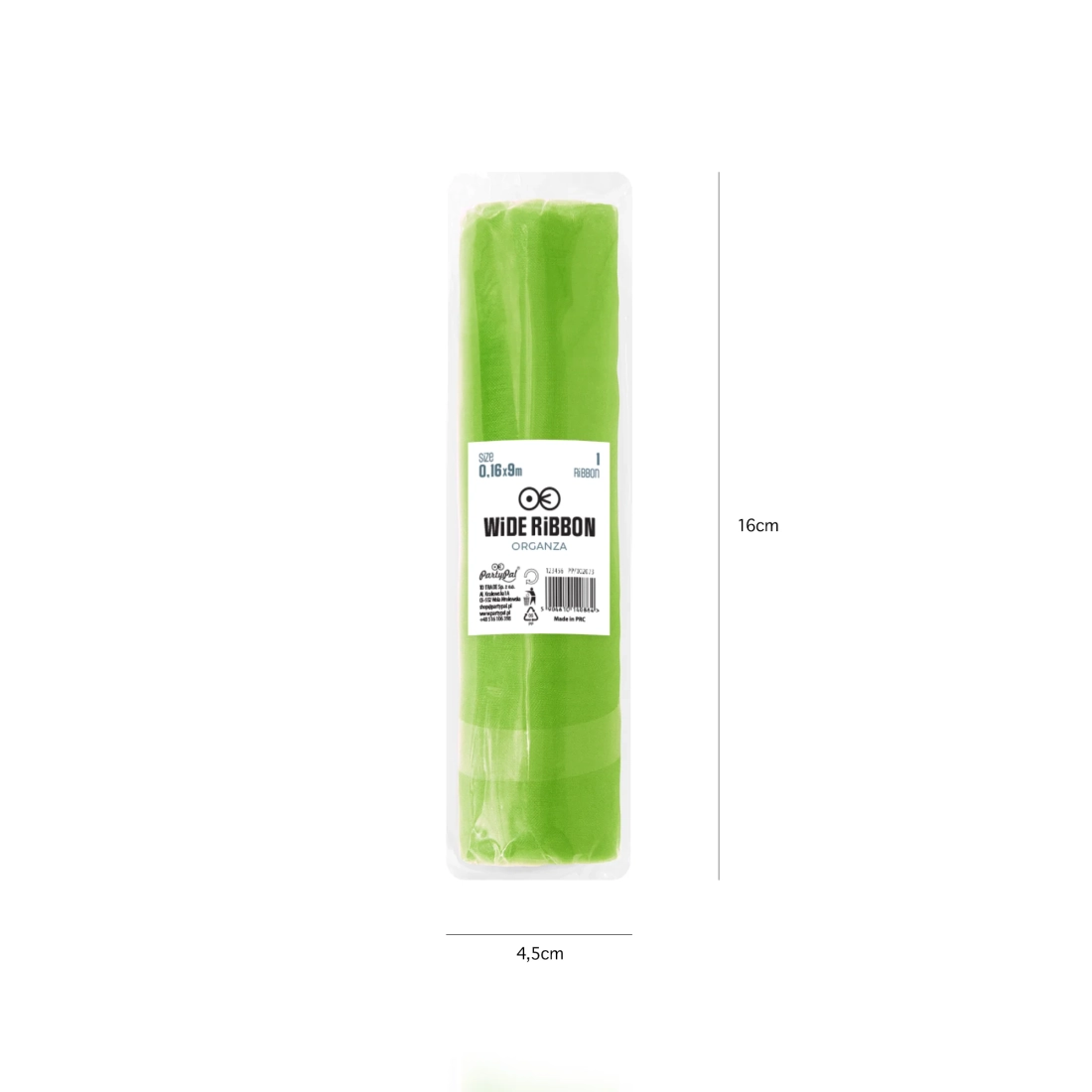 Party sima zöld organza 16x900 cm dekoráció