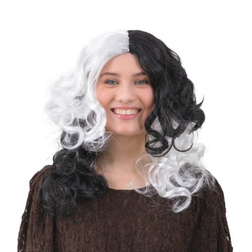 Party lasulja z dolgimi kodri črno-bela