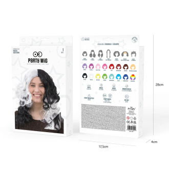 Party parochňa dlhé kučeravé vlasy čierno biele