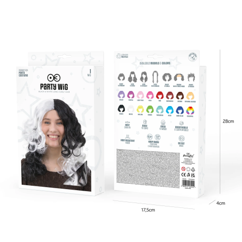 Party lasulja z dolgimi kodri črno-bela