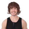 Pălărie party cu perucă, păr scurt ondulat, maro