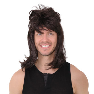 Party parochňa Rockman dlhé vlasy tmavohnedá