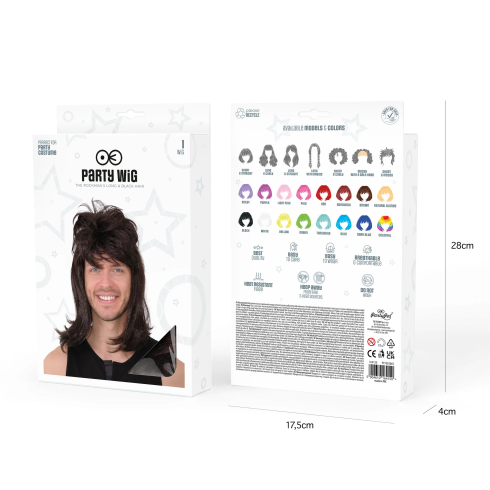 Party lasulja Rockman, dolgi temno rjavi lasje