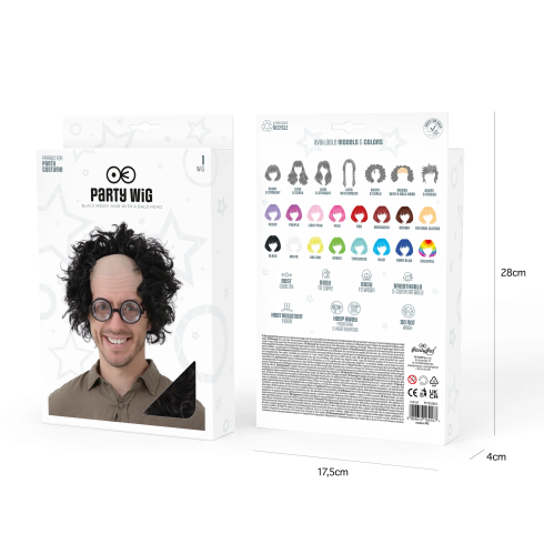 Party lasulja s plešo, črni lasje, univerzalna velikost
