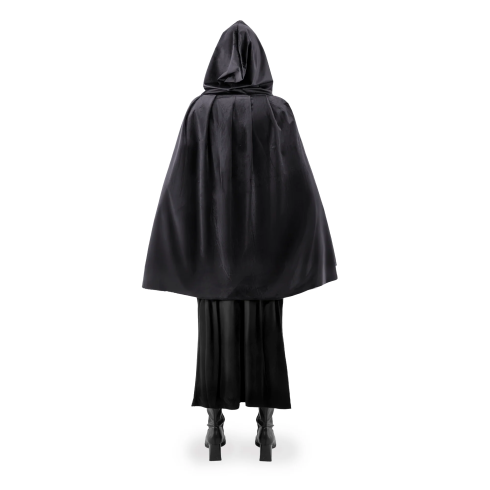 Žametni črni pustni plašč s kapuco 80 cm