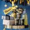 Party poháre Happy New Year čierne 6 ks