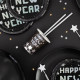 Happy New Year parti poharak, fekete-ezüst, 6 db
