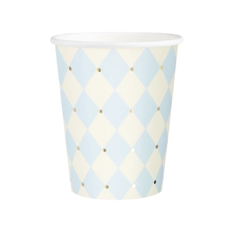 Party poharak kék rombusz mintával Baby Shower 6 db