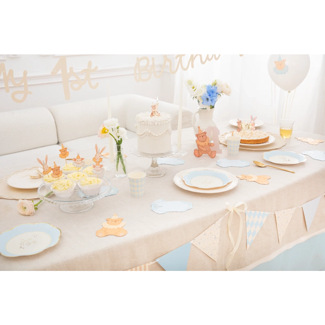 Party poharak kék rombusz mintával Baby Shower 6 db