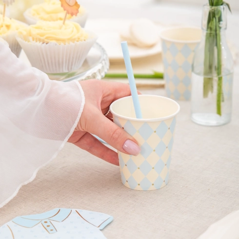 Party kozarci modri rombi Baby Shower 6 kos