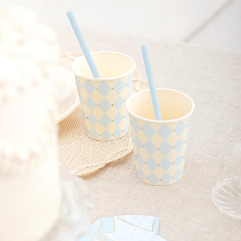 Party kozarci modri rombi Baby Shower 6 kos