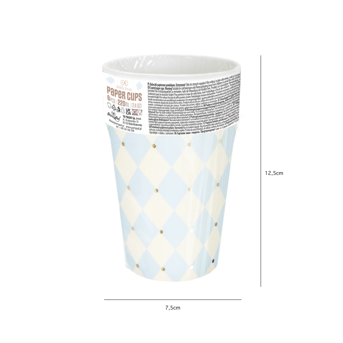 Party poharak kék rombusz mintával Baby Shower 6 db