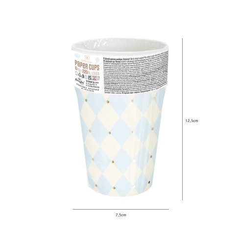 Party kozarci modri rombi Baby Shower 6 kos