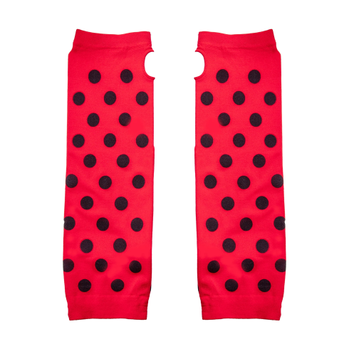 Party rokavice brez prstov rdeče s črnimi pikami