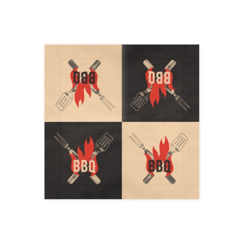 Șervețele de petrecere BBQ, din hârtie, 33x33 cm, set 20 bucăți, asortate