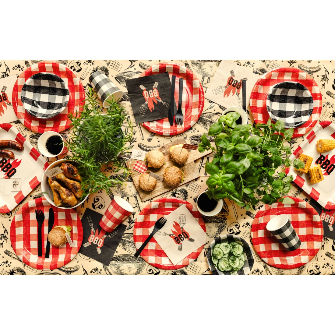 Papirnate party serviete BBQ 33 x 33 cm, 20 kosov, mix