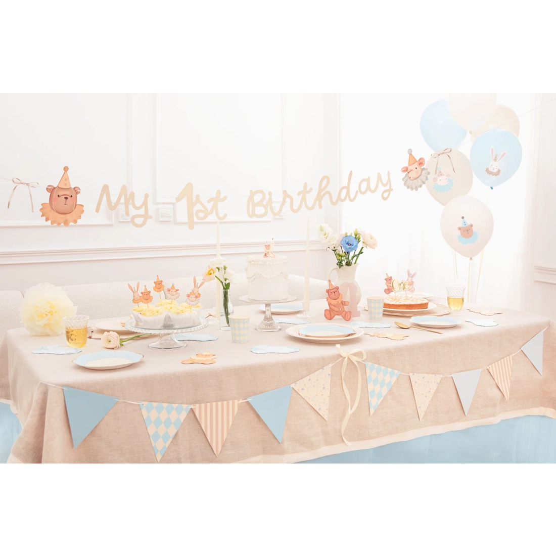 Party szalvéták kék pöttyös Baby, 10 db