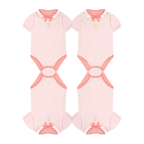 Șervețele de petrecere roz cu buline Baby, 10 buc.