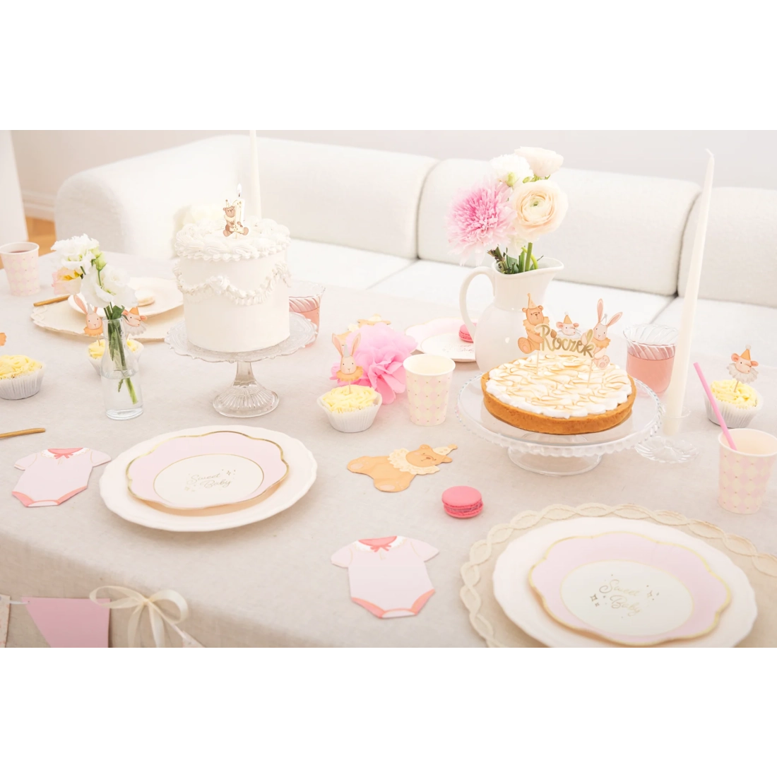 Rózsaszín pöttyös “Baby” party szalvéta, 10 db