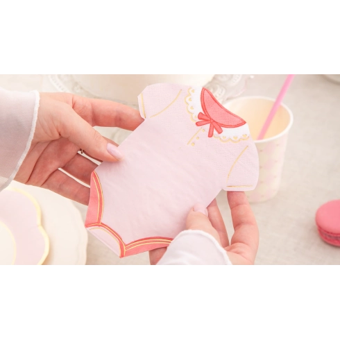 Party ubrousky růžové s puntíky Baby 10 ks