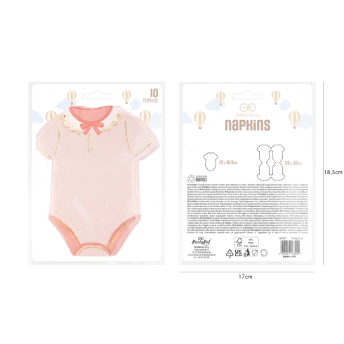 Party ubrousky růžové s puntíky Baby 10 ks