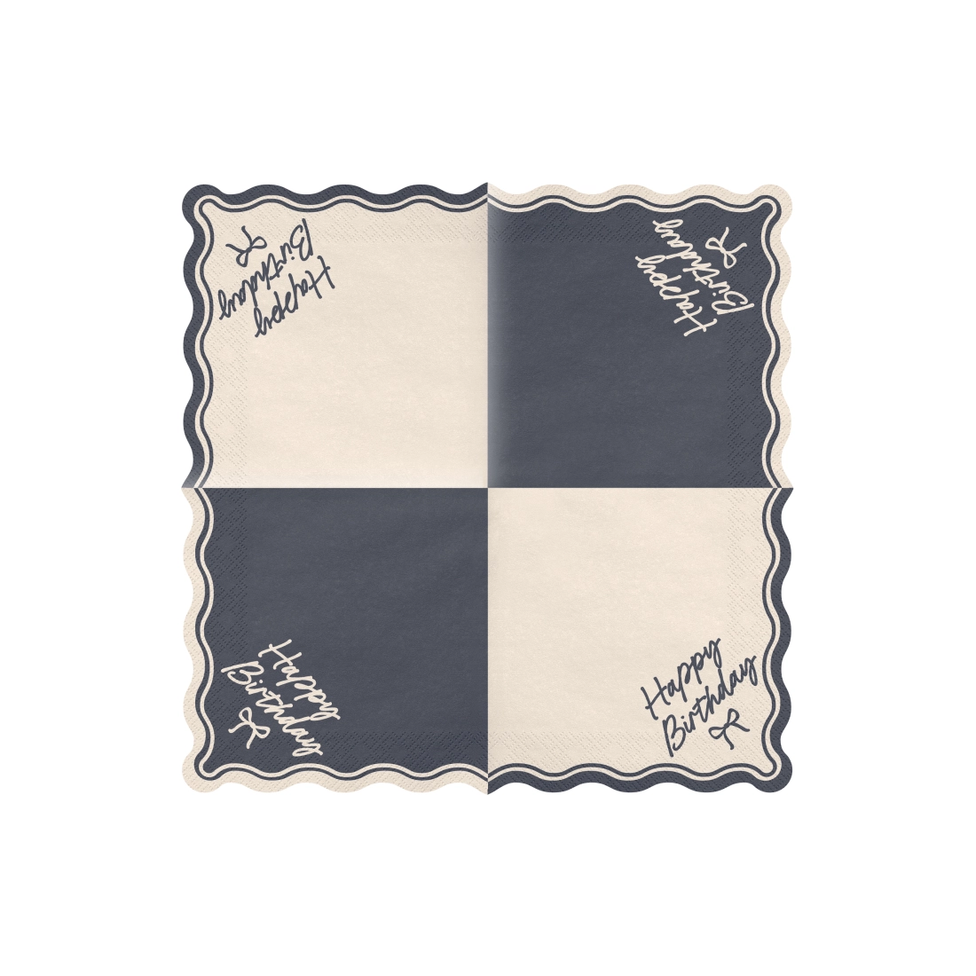 Happy Birthday Bow bézs-fekete party szalvéta, 12 db