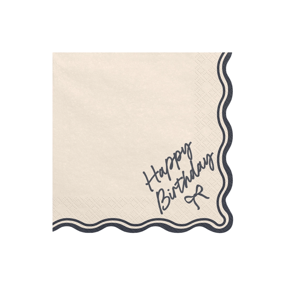 Happy Birthday Bow bézs-fekete party szalvéta, 12 db