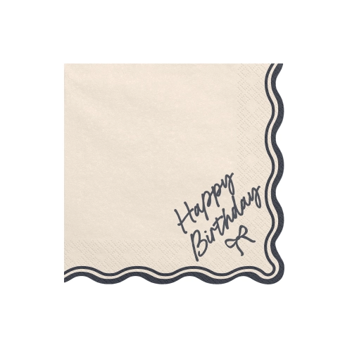 Party prtički Happy Birthday Bow bež-črni, 12 kos