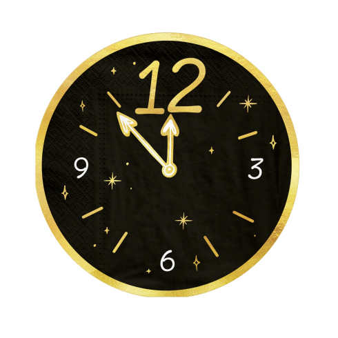 Party servítky Happy New Year hodiny 10 ks