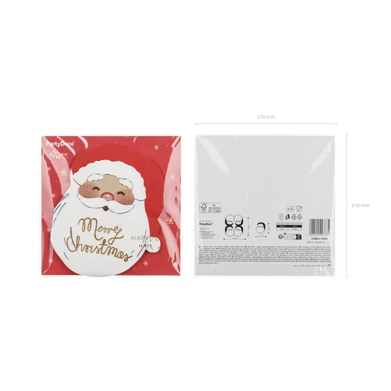 Papirnati party prtički Santa Claus, mešane barve, 12 kos