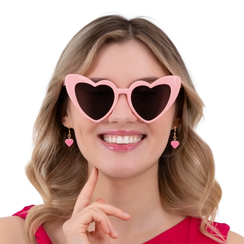 Ochelari de soare de petrecere în formă de inimă, coral, din plastic
