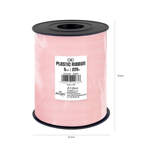 Panglică decorativă din plastic, roz pastel, 225 m